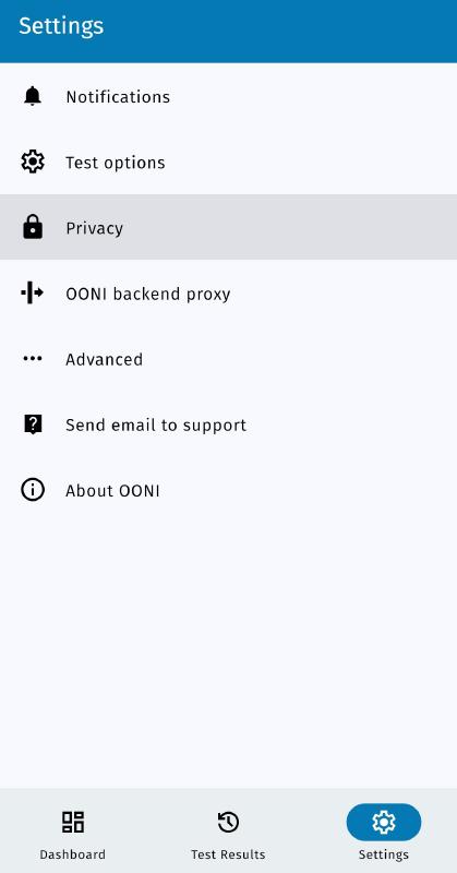 Privacy settings